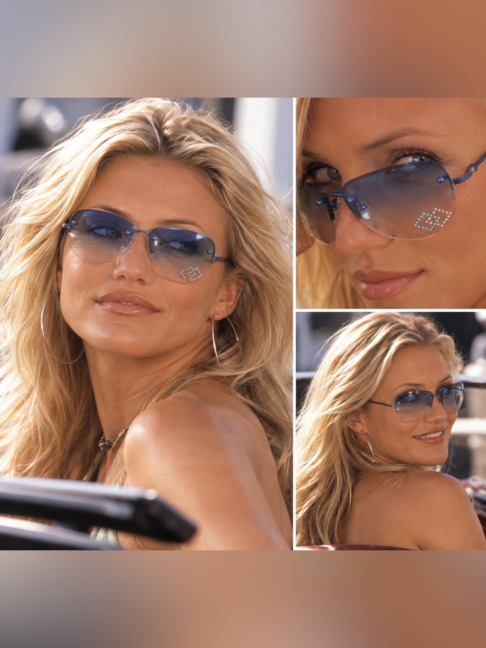 Vintage 2000 Charlie’s Angels Natalie Blue Rhinestone Sunglasses